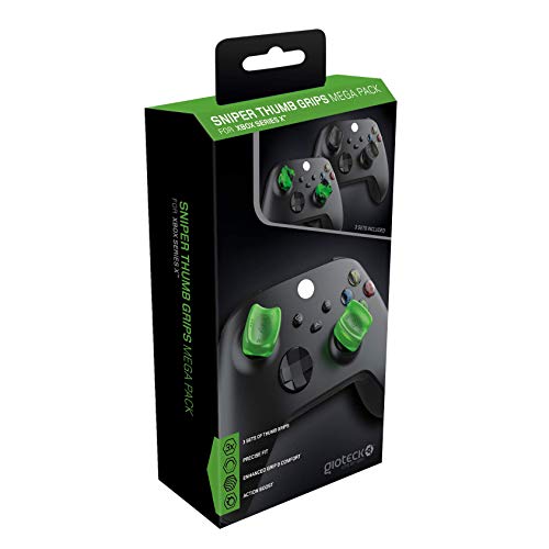 Gioteck Thumb Grips Megapack Joystick Protection Xbox Series x Non-Slip Controller Xbox Series x Green and Black (Pack of 3)