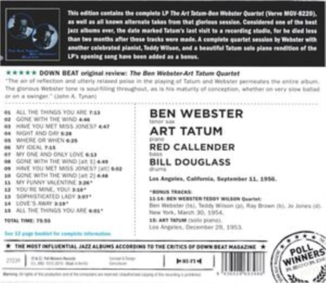 The Ben Webster Art Tatum Quartet - The Ben Webster Art Tatum Quartet [CD / Album]