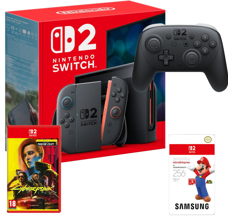Nintendo Switch 2 Console + Mario Kart World + Pro Controller + Samsung microSD Express Card 256GB + Cyberpunk 2077: Ultimate Edition
