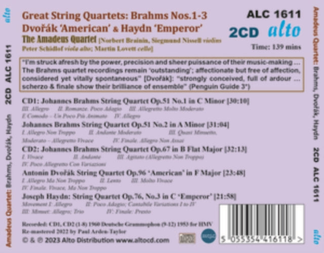 Brahms: String Quartets 1-3/Dvorák: 'American' Quartet/ [CD / Album]
