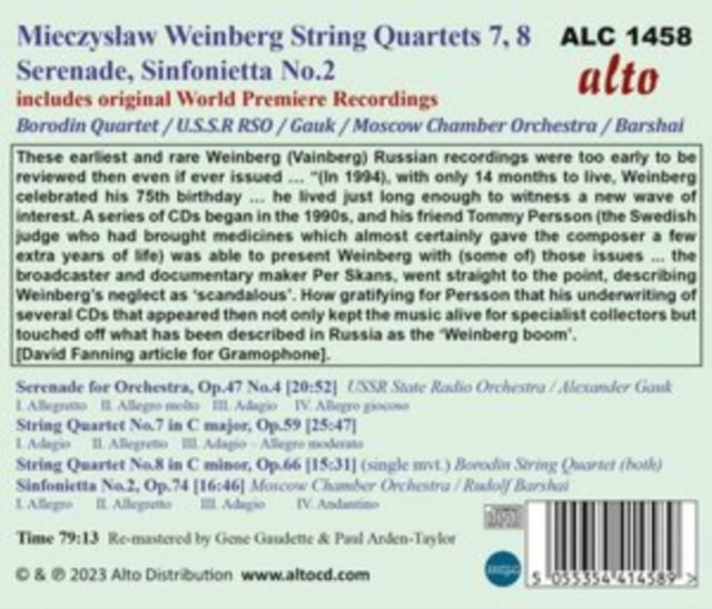 Mieczyslaw Weinberg: String Quartets 7, 8/... [CD / Album]