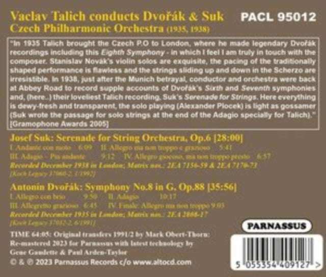 Vaclav Talich Conducts Dvorák Symphony 8/... [CD / Album]